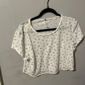 White floral top slightly cropped barely worn